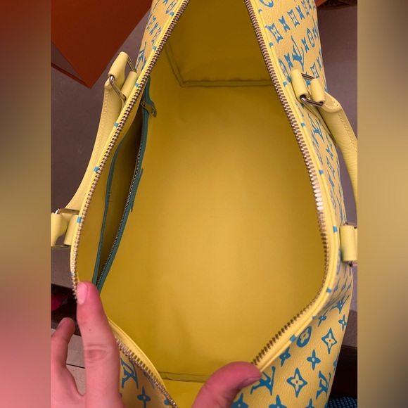 Louis Vuitton Keepall B 50 M21869 💯% Authentic Yellow/Turquoise DuffleBag - Picture 9 of 16